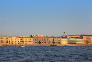 The view from Neva river on the promenade des Anglais, Saint-Petersburg, Russia