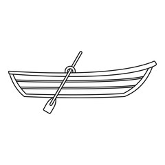 Boat with paddle icon. Outline illustration of boat with paddle vector icon for web