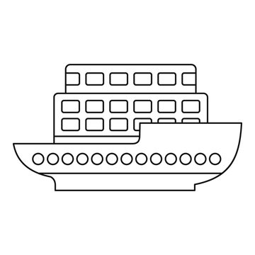 Large passenger ship icon. Outline illustration of large passenger ship vector icon for web