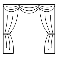 Curtain on stage icon. Outline illustration of curtain on stage vector icon for web