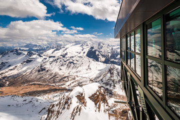Wonderful view from the summit of Sass Pordoi, Dolomites, Italy