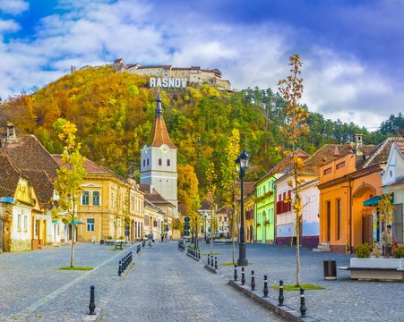 Evangelical protestant fortified church and fortress "Cetate" in Rasnov town, Brasov, Transylvania, Romania