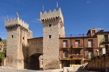Fototapeta na wymiar Puerta baja (low door) in medieval town of Daroca, Zaragoza province,Spain