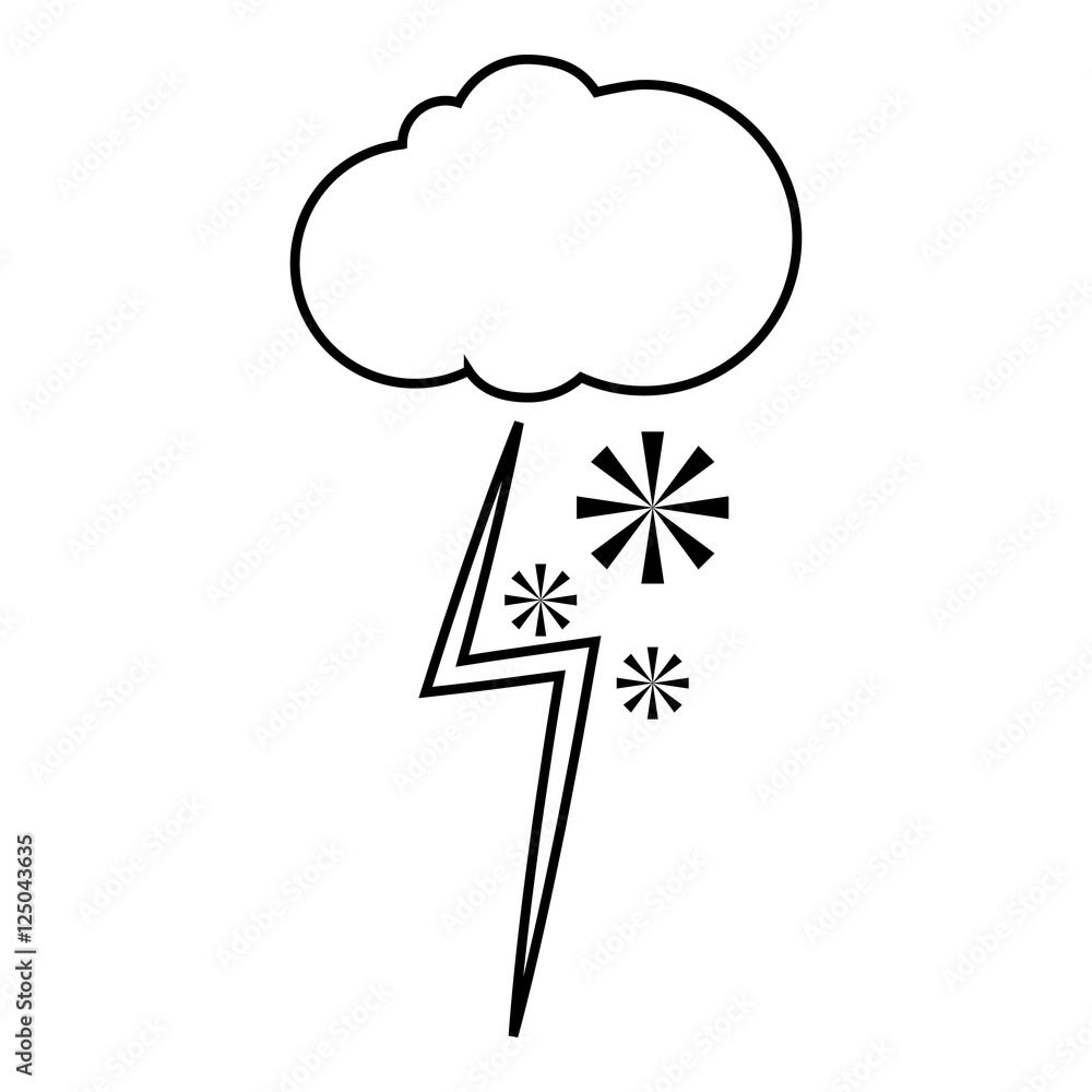 Poster cloud with snow and lightning icon. outline illustration of cloud with snow and lightning vector ico