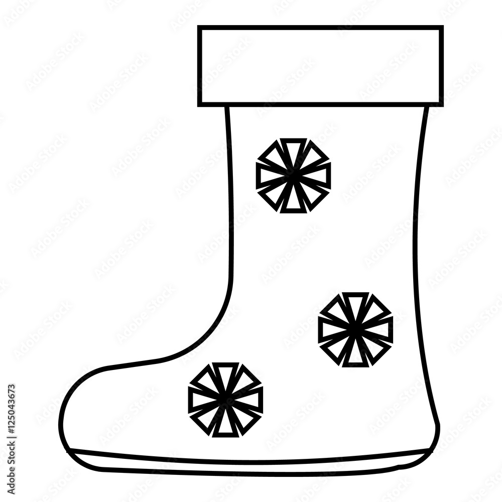 Aufkleber winter boot with snowflake icon. outline illustration of winter boot with snowflake vector icon for 