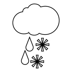 Cloud with snow and rain icon. Outline illustration of cloud with snow and rain vector icon for web