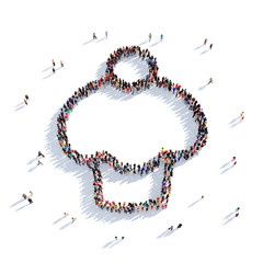 chef's hat restaurant people 3d