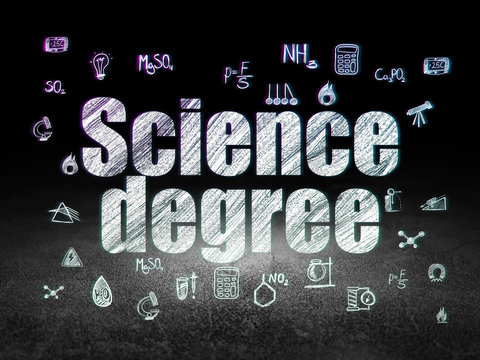 Science concept: Science Degree in grunge dark room