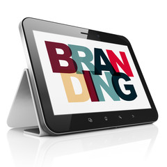 Marketing concept: Tablet Computer with Branding on  display