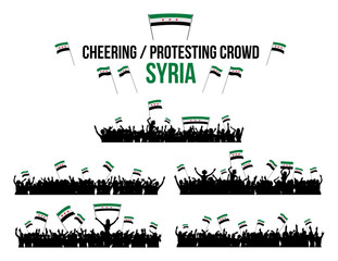 Cheering or Protesting Crowd Syria