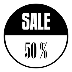 Sale emblem 50 percent off icon. Simple illustration of sale emblem 50 percent off vector icon for web