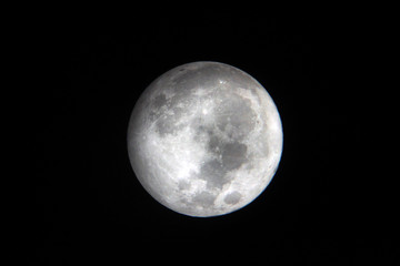 Moon the dark black sky isolated closeup 3