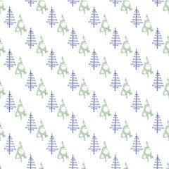 Seamless Christmas Pattern With Fir Tree