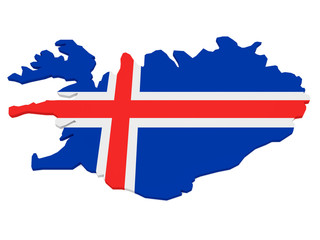 3d Illustration of Iceland Map With Icelandic Flag Isolated On White Background