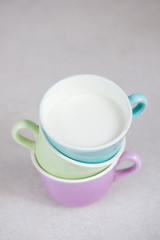 Color cups with milk