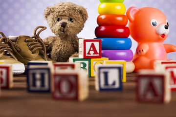 Wooden toy cubes with letters, Wooden alphabet blocks