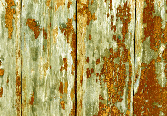 Weathred orange wooden planks.