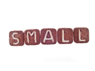 letter cookies spelling the word small