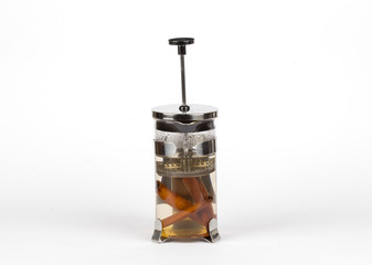 different colors on a white background isolated herbal teas