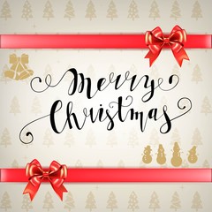 Merry Christmas glittering lettering design. Vector illustration