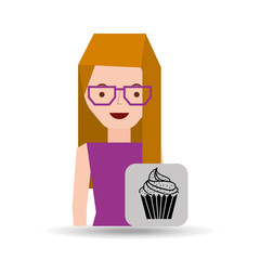 girl cartoon cupcake dessert icon vector illustration eps 10