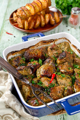 Oven roasted crispy pork with spices and herbs