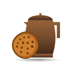 cookie bakery pot coffee brwon icon design graphic vector illustration