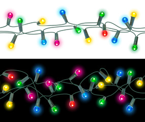 seamless christmas lights, vector illustration