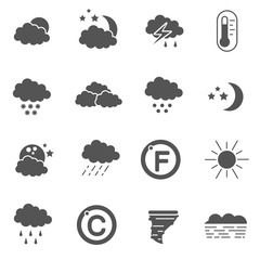 weather icons set. weather conditions, simple symbols collection. isolated vector monochrome illustration.