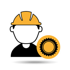 avatar man construction worker with gear engine icon vector illustration