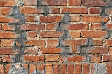 Obraz premium Grungy red brick wall texture.