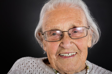 Smiling Senior Woman With Eyeglasses