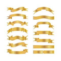 Golden Ribbons Isolated On White Background, Vector illustration, Graphic Design Useful For Your Design or banners for your text. Logo Symbols.