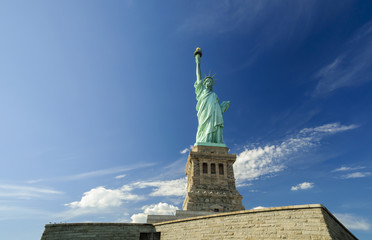 Statue of Liberty on Liberty Island on a sunny day, New York City, USA