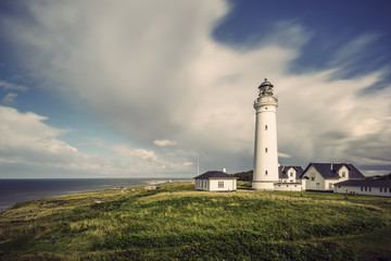 Fototapeta na wymiar long time exposure of Lighthouse Hirtshals, Denmark, Europe