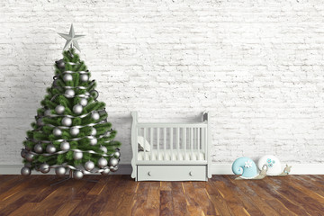 Fototapeta na wymiar Beautiful Christmas interior . 3D rendering