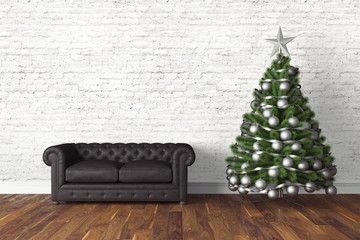 Beautiful Christmas interior . 3D rendering