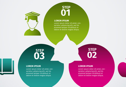 Education and Graduation Infographic with Circle Tab Element and Icons