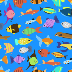 Cute fish vector illustration seamless pattern