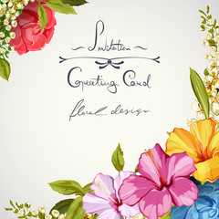 Greeting card with roses. Can be used as invitation card for wedding, birthday and other invents. Vector - stock.