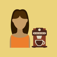 girl paper cup coffee straw icon graphic vector illustration