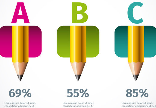 Colorful Pencil Percentage Chart Education Infographic Template