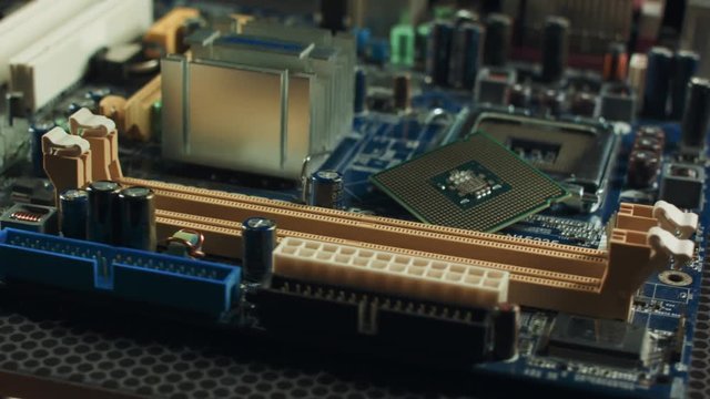 Computer motherboard isolated on white background with CPU cooler