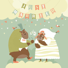 Two Lovely Bears. Just Married.