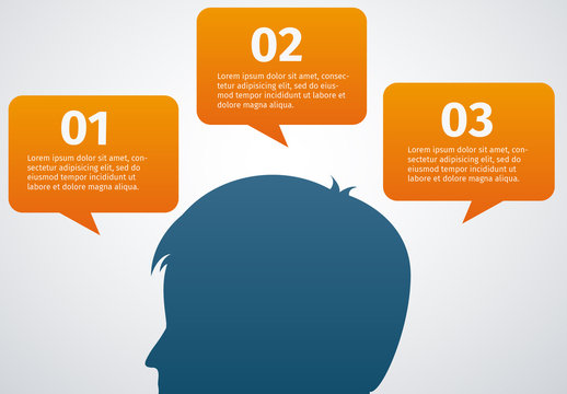 Talk Bubble Tab Element Infographic with Profile Silhouette Icon 2