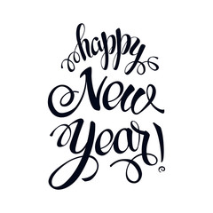 Happy New year 2017 sign on white background. Calligraphy text isolate on white. winter theme template. Vector