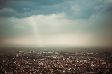 Fototapeta premium Cityscape from hill in Serbia. Hroeizontal image.