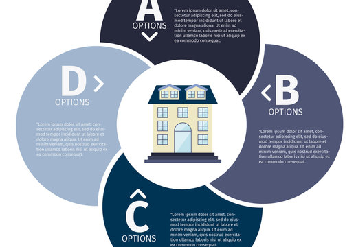 Real Estate Data Infographic with Circle Element and House Icon