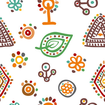 Ethnic doodle ornament, seamless pattern for your design. Vector seamless pattern.