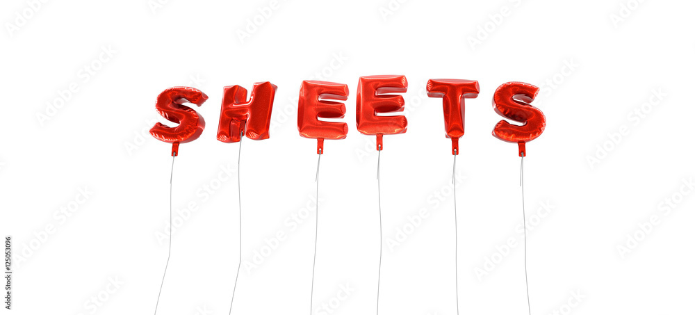 Fototapete sheets - word made from red foil balloons - 3d rendered. can be used for an online banner ad or a pr